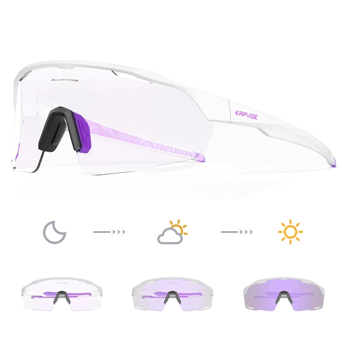 Kapvoe Photochromic Cycling Sunglasses UV400 Cycling Glasses Bike Eyewear Outdoor Entertainment Sports Glasses Bicycle Goggles - Semoor Make Me Fit