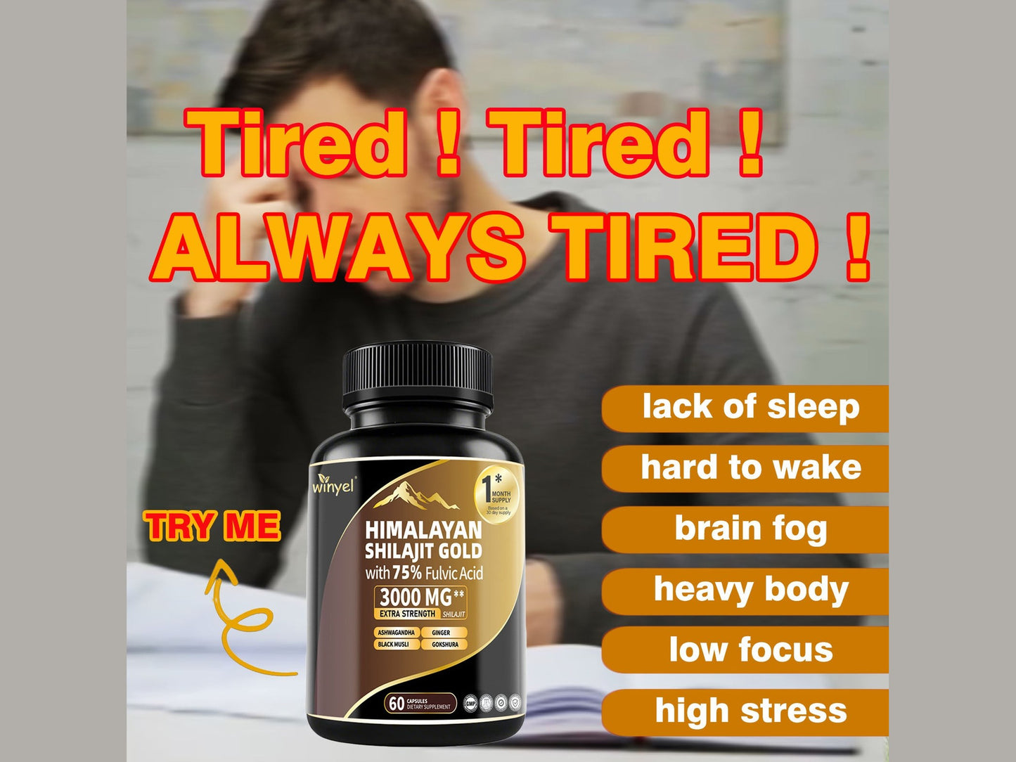 High Potency Gold Grade Himalayan Shilajit Supplements, 60 Capsules For Women And Men