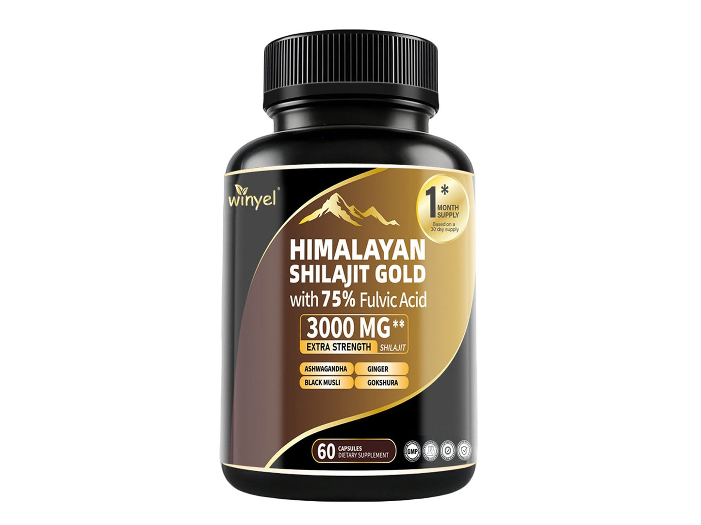 High Potency Gold Grade Himalayan Shilajit Supplements, 60 Capsules For Women And Men
