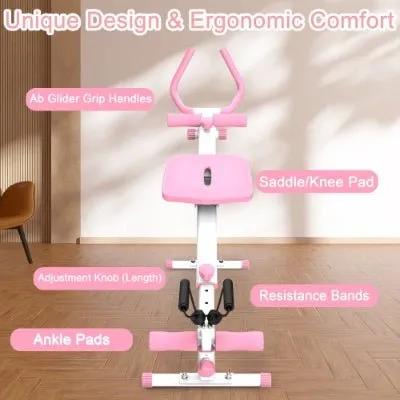 4 - in - 1 Ab Workout Exercise Equipment Rowing Machine Leg Press Machine Ab Glider Machine Roman Chair Fitness Equipment For Ab Workout Core Strength Training - Semoor Make Me Fit