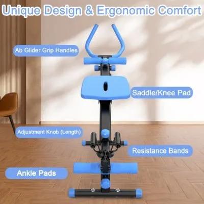 4 - in - 1 Ab Workout Exercise Equipment Rowing Machine Leg Press Machine Ab Glider Machine Roman Chair Fitness Equipment For Ab Workout Core Strength Training - Semoor Make Me Fit