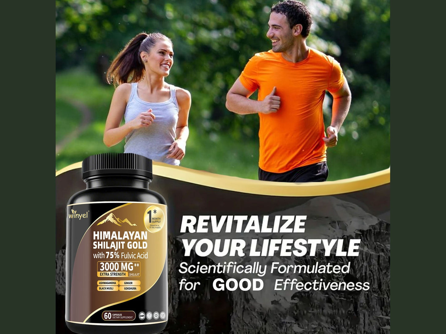 High Potency Gold Grade Himalayan Shilajit Supplements, 60 Capsules For Women And Men