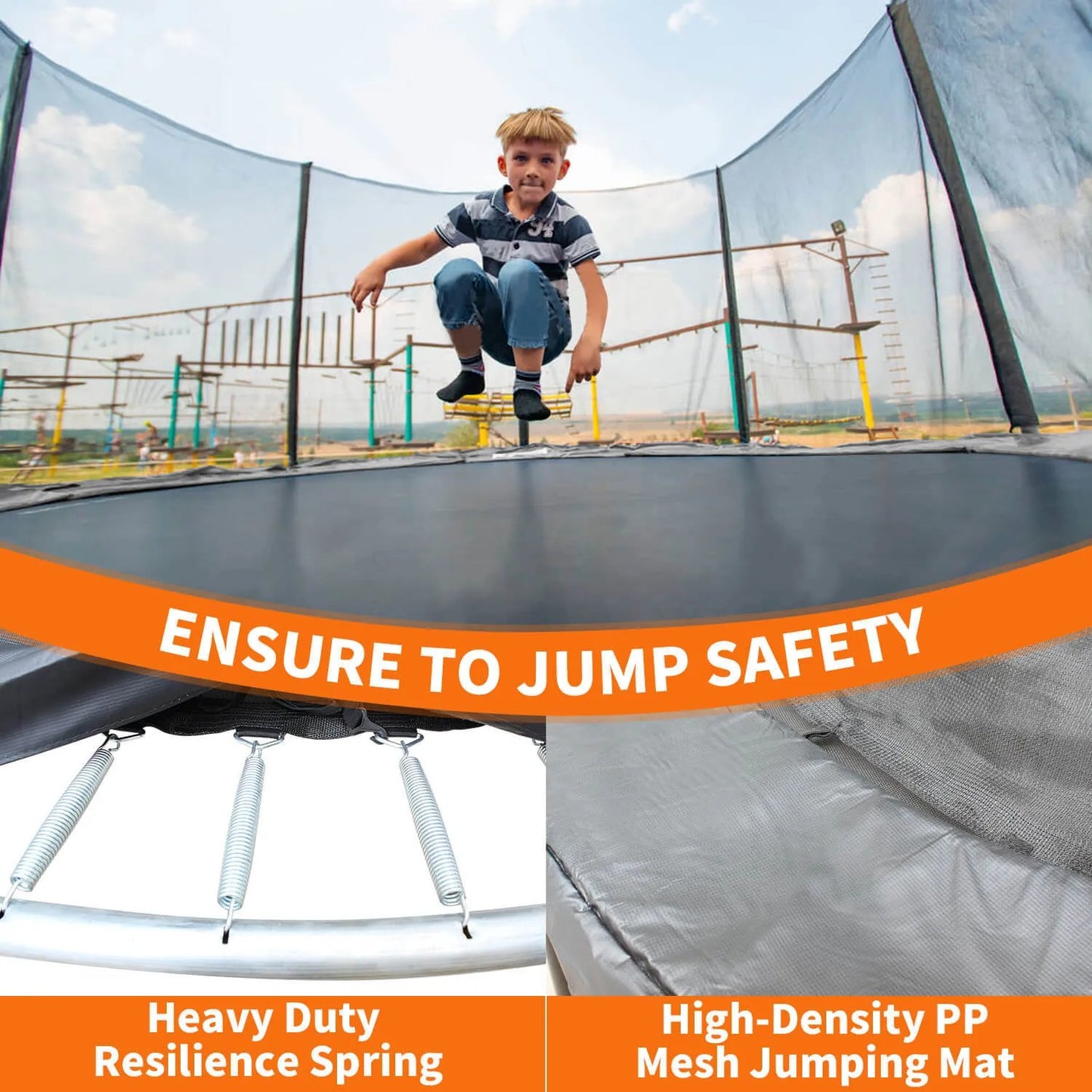 8FT Trampoline With Safety Enclosure Net, Outdoor Trampoline With Heavy Duty Jumping Mat And Spring Cover Padding For Kids And Adults - Semoor Make Me Fit