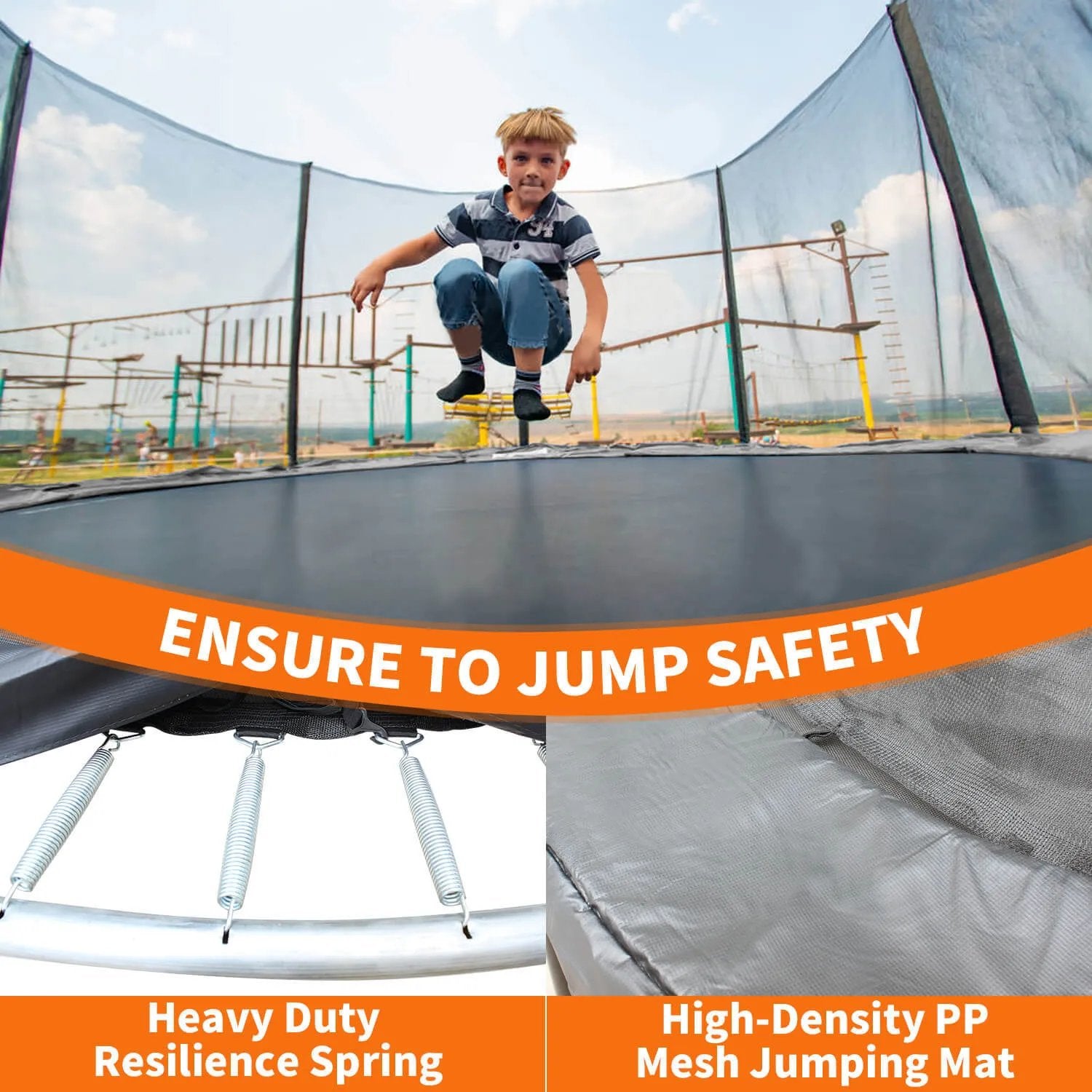 8FT Trampoline With Safety Enclosure Net, Outdoor Trampoline With Heavy Duty Jumping Mat And Spring Cover Padding For Kids And Adults - Semoor Make Me Fit
