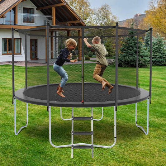 8FT Trampoline With Safety Enclosure Net, Outdoor Trampoline With Heavy Duty Jumping Mat And Spring Cover Padding For Kids And Adults - Semoor Make Me Fit