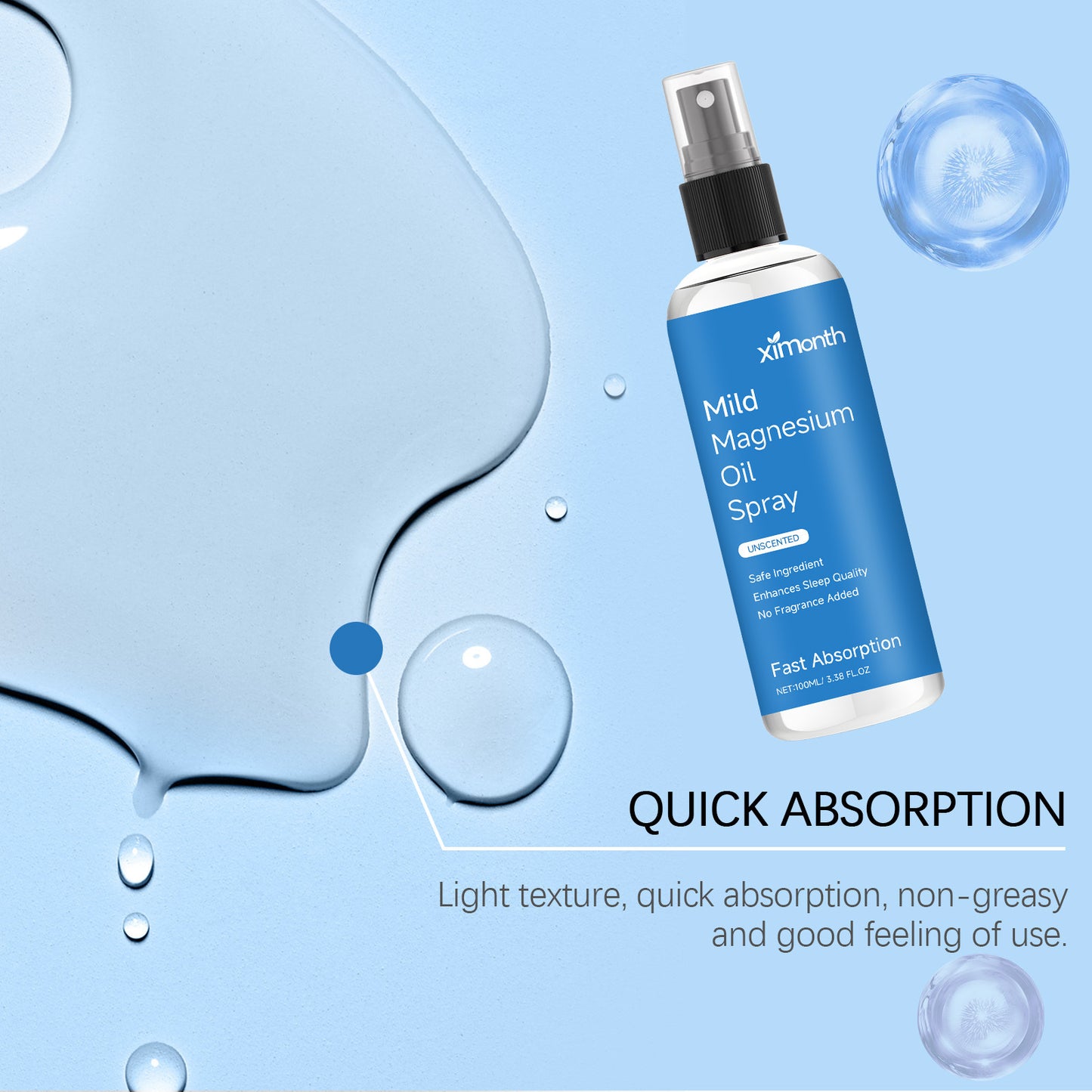 Organic Magnesium Oil Spray Promote Calm Better Sleep Relaxation Nourishing Smoothing Soften Relieve Muscle Body Care Best Gifts