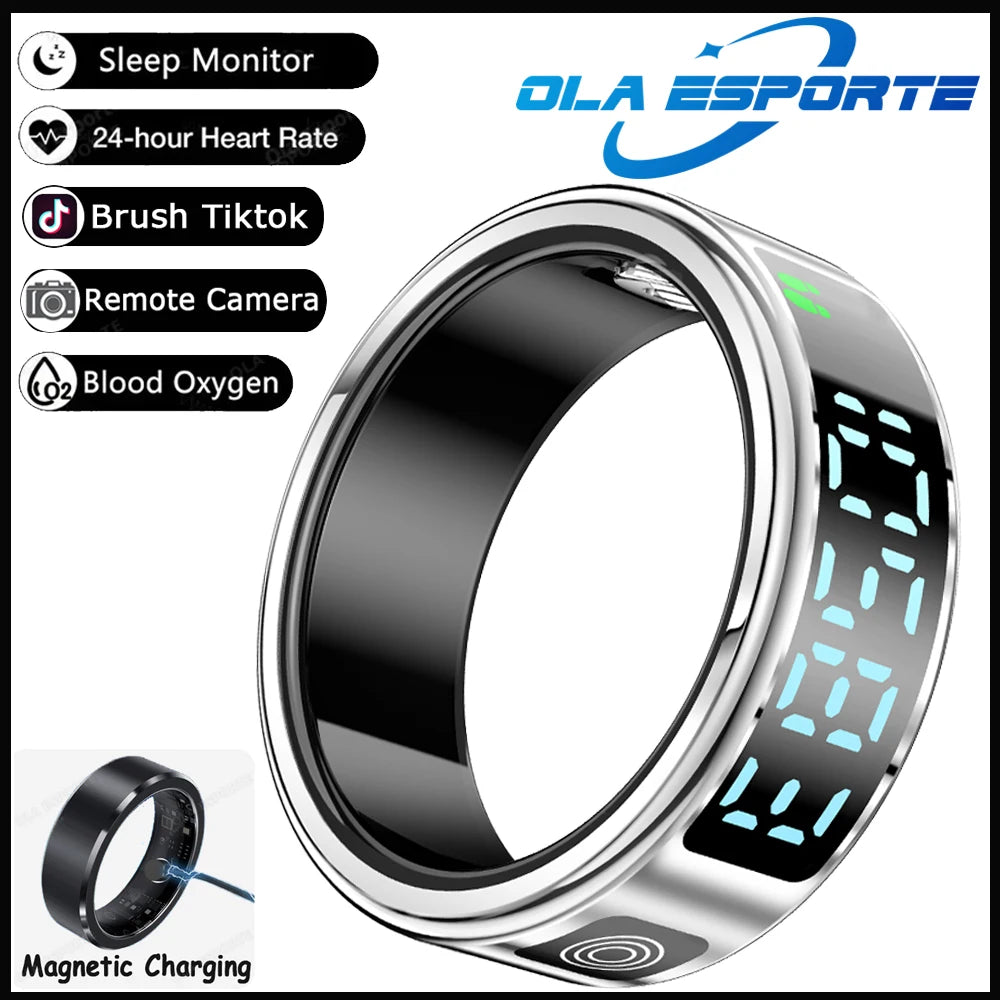 Smart Ring with Display Screen and Touch, Health Manager, Gesture Swipe Video, 5 ATM Waterproof For Men Women Smartring 2025 New