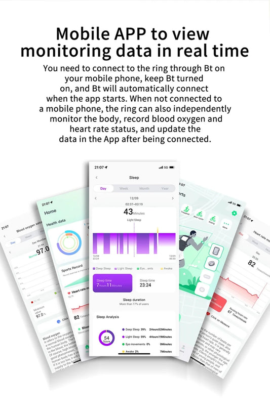 Smart Ring FOR Huawei Xiaomi Heart Sports Ring  Black Technology Sleep Monitoring Xiaomi Bluetooth Suitable for ios/Android