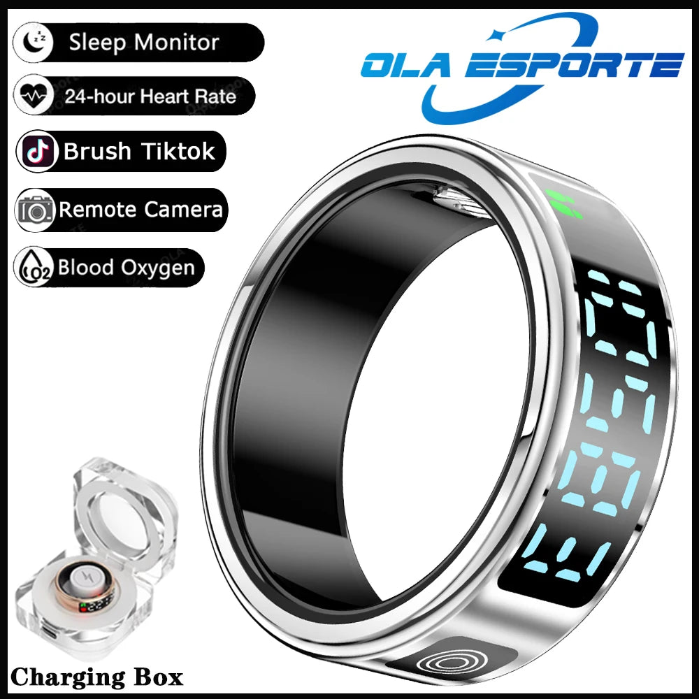 Smart Ring with Display Screen and Touch, Health Manager, Gesture Swipe Video, 5 ATM Waterproof For Men Women Smartring 2025 New