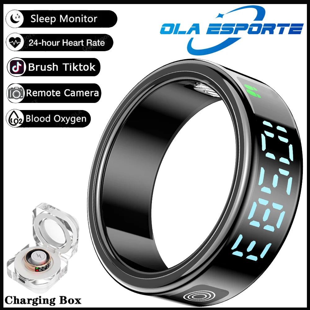 Smart Ring with Display Screen and Touch, Health Manager, Gesture Swipe Video, 5 ATM Waterproof For Men Women Smartring 2025 New