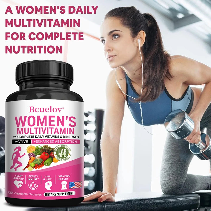 Women's Multivitamin Supplement Capsules - for Joints, Hair, Skin, Nails, Brain, Heart, Digestive and Immune Health
