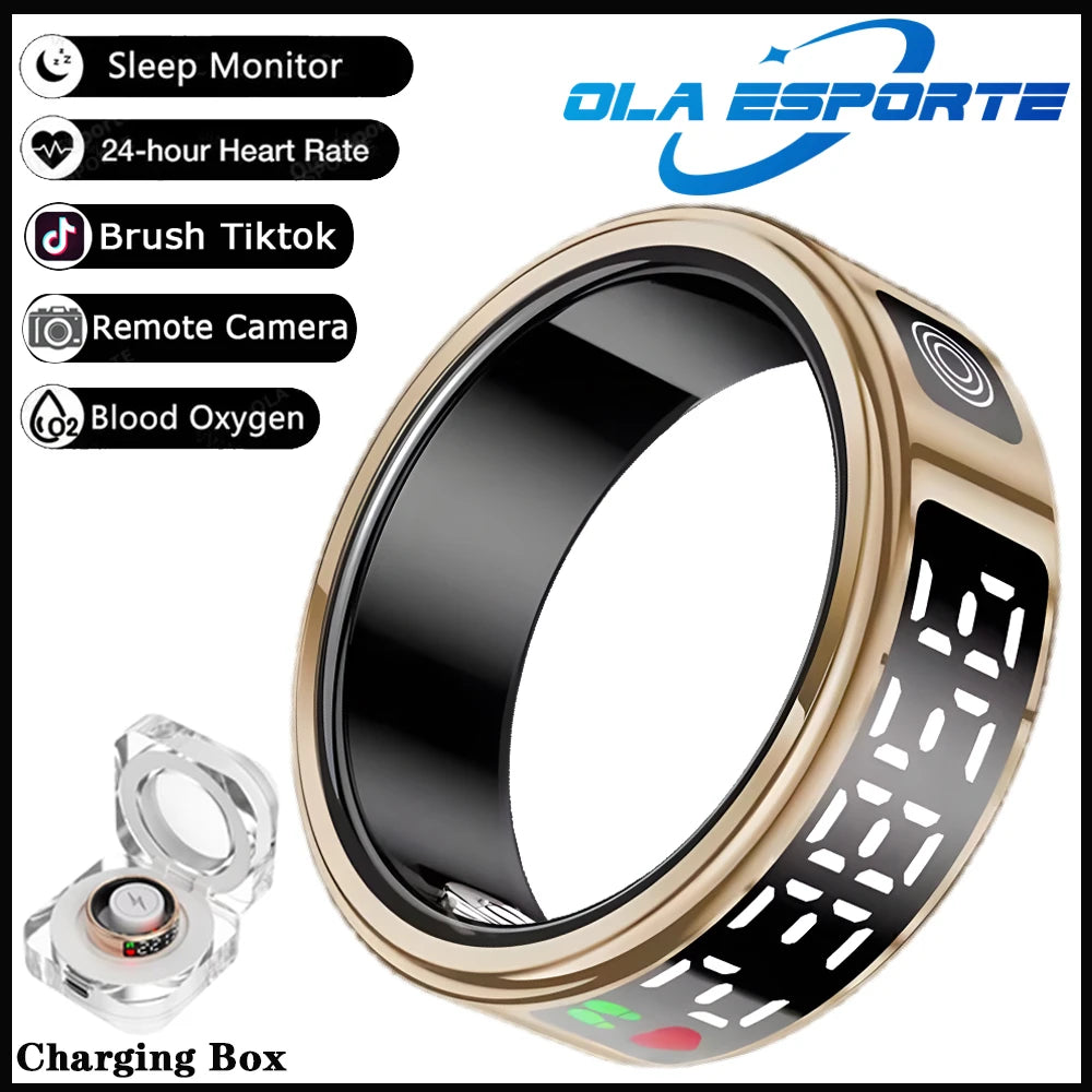 Smart Ring with Display Screen and Touch, Health Manager, Gesture Swipe Video, 5 ATM Waterproof For Men Women Smartring 2025 New