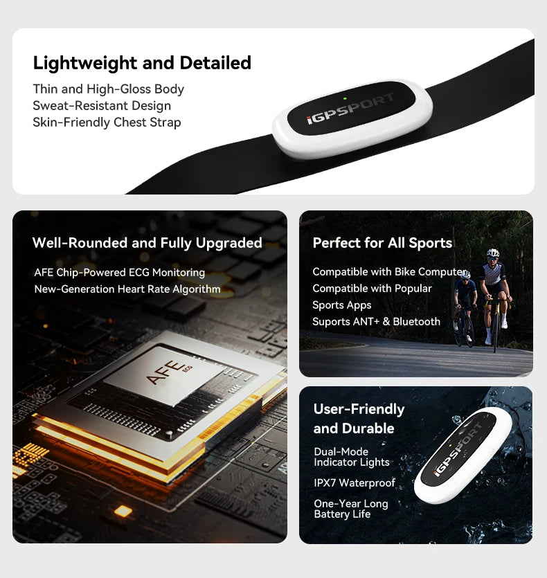IGPSPORT HR70 HR50 Heart Rate Speed Sensor Wireless Health Fitness Smart Bicycle Heart Rate Monitor Hand Strap Bluetooth ANT+