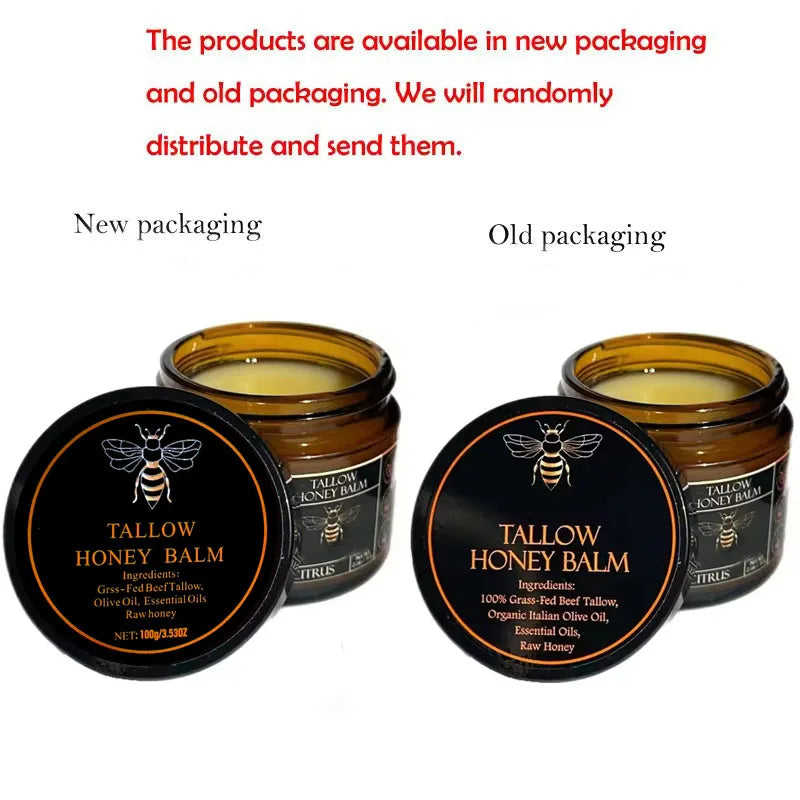Organic Grass Fed Beef Tallow Balm With Raw Honey Moisturizing Cream For Soft Smooth Skin Handmade All-Natural Moisturizer Skin