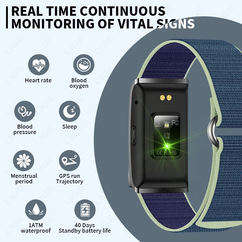 Smart Health Wristband, Wearable Activity Fitness Tracker Multi-Sport Mode All-Day Automatic Continuous Monitoring Health Data
