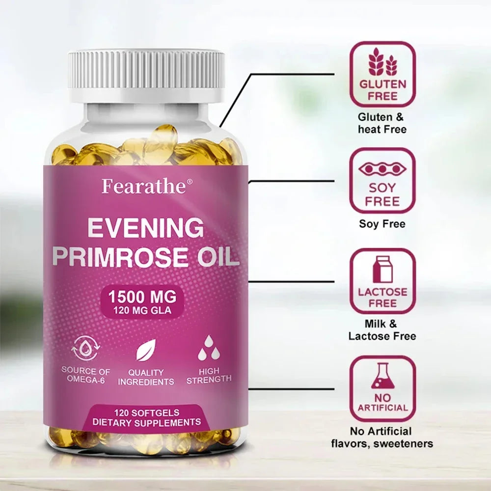 Evening Primrose Oil Supplement Capsules 1500 Mg * 120 Capsules - Supports Hormonal Balance