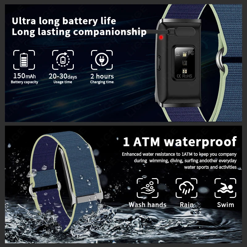 Smart Health Wristband, Wearable Activity Fitness Tracker Multi-Sport Mode All-Day Automatic Continuous Monitoring Health Data