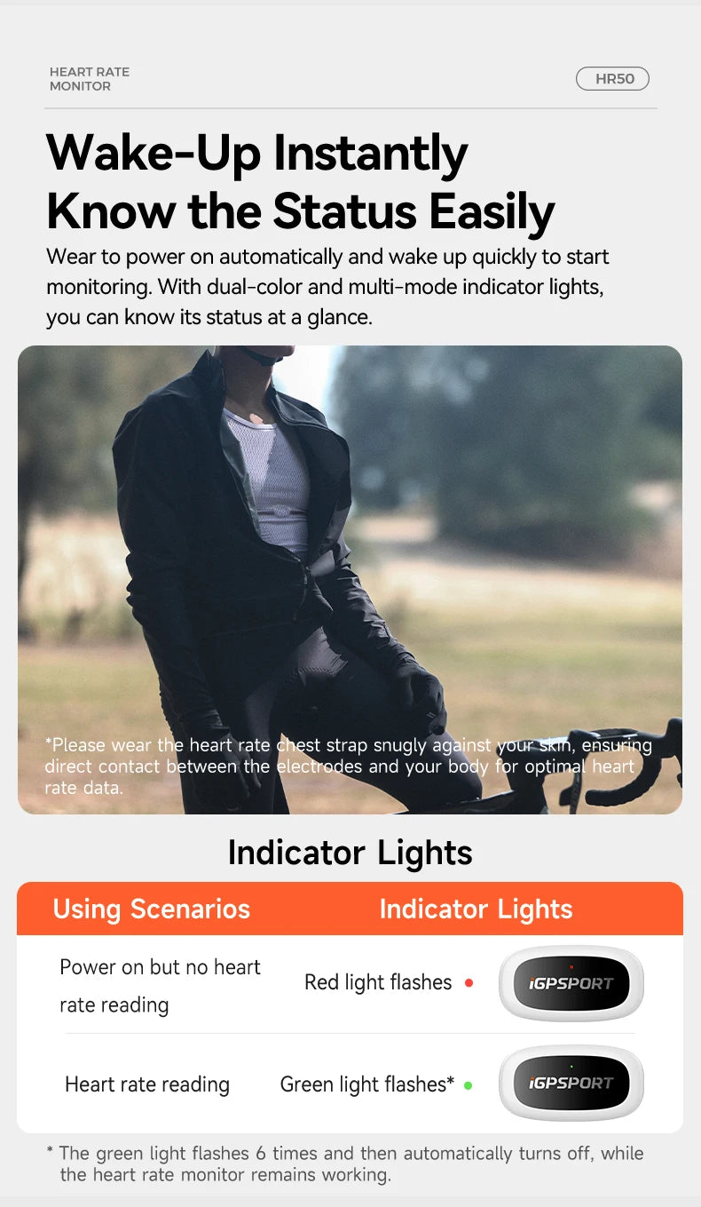 IGPSPORT HR70 HR50 Heart Rate Speed Sensor Wireless Health Fitness Smart Bicycle Heart Rate Monitor Hand Strap Bluetooth ANT+