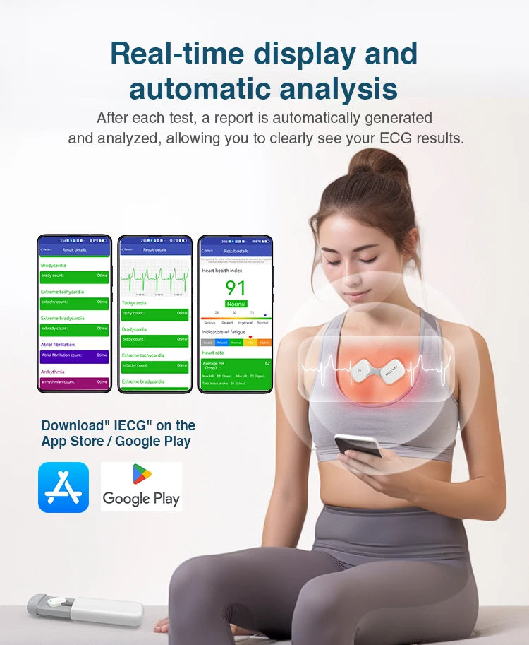 Mobile Electrocardiograph 24 Hours Heart Rate Wearable Wireless Cardiac EKG Monitor Personal ECG Recorder  new brand