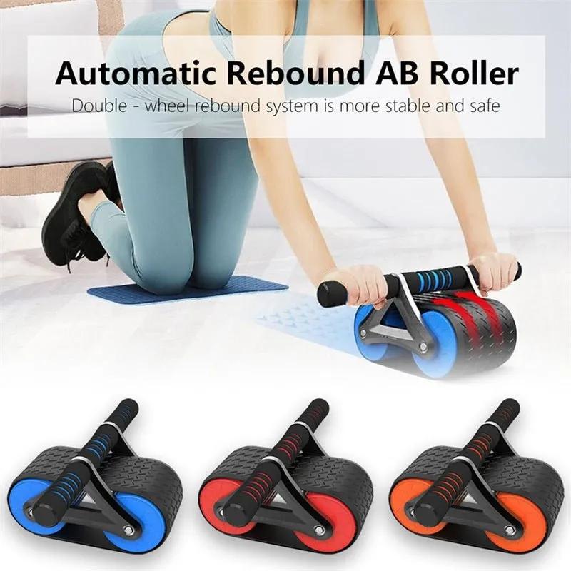 Double Wheel Abdominal Exerciser Women Men Automatic Rebound Ab Wheel Roller Waist Trainer Gym Sports Home Exercise Devices - Semoor Make Me Fit