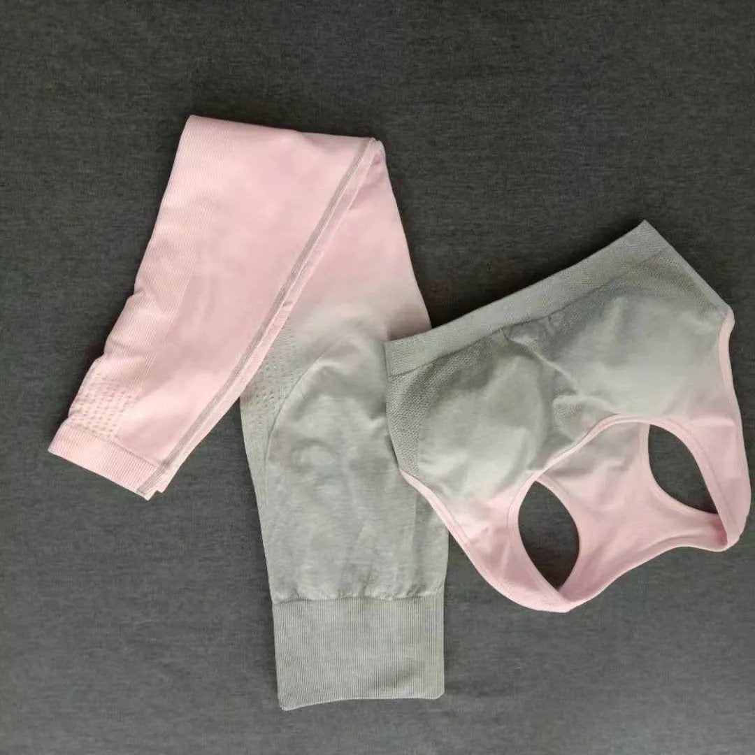 Gradient Color Workout Clothes Gather Seamless Yoga Clothes - Semoor Make Me Fit