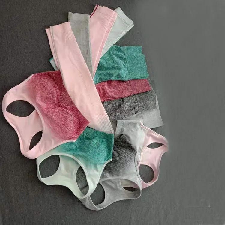 Gradient Color Workout Clothes Gather Seamless Yoga Clothes - Semoor Make Me Fit