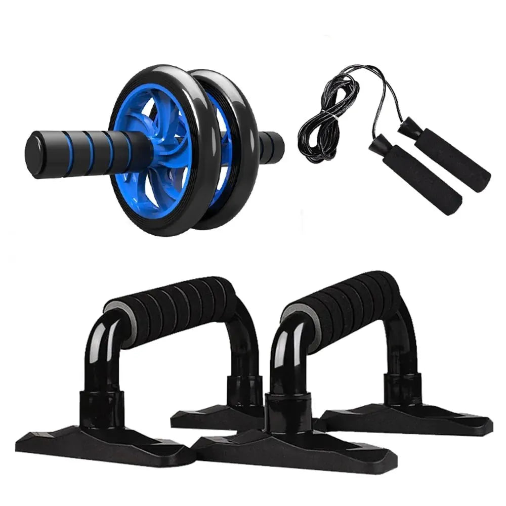 Home Fitness Set: Abdominal Wheel Roller, Push - Up Bar, and Jump Rope - Semoor Make Me Fit