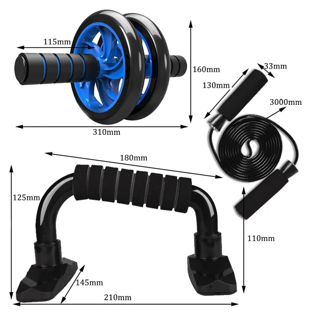 Home Fitness Set: Abdominal Wheel Roller, Push - Up Bar, and Jump Rope - Semoor Make Me Fit