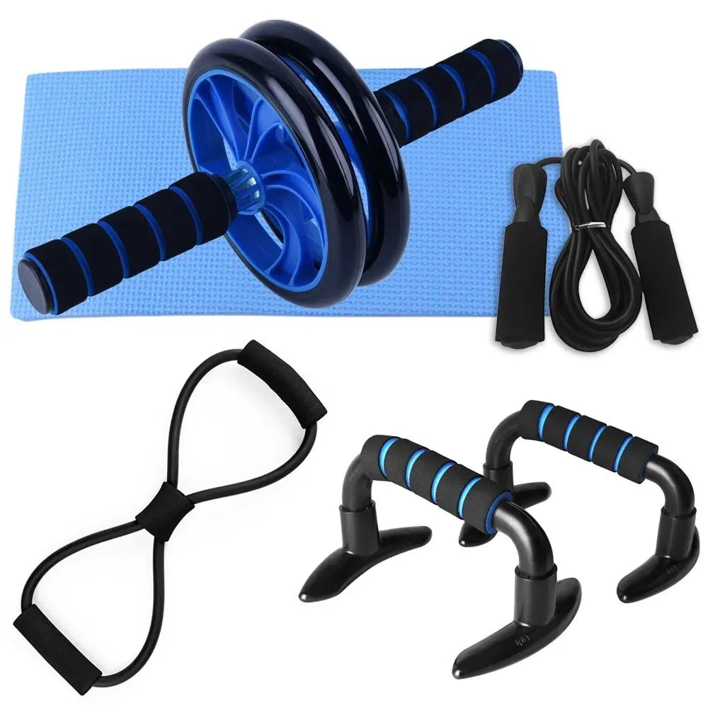 Home Fitness Set: Abdominal Wheel Roller, Push - Up Bar, and Jump Rope - Semoor Make Me Fit