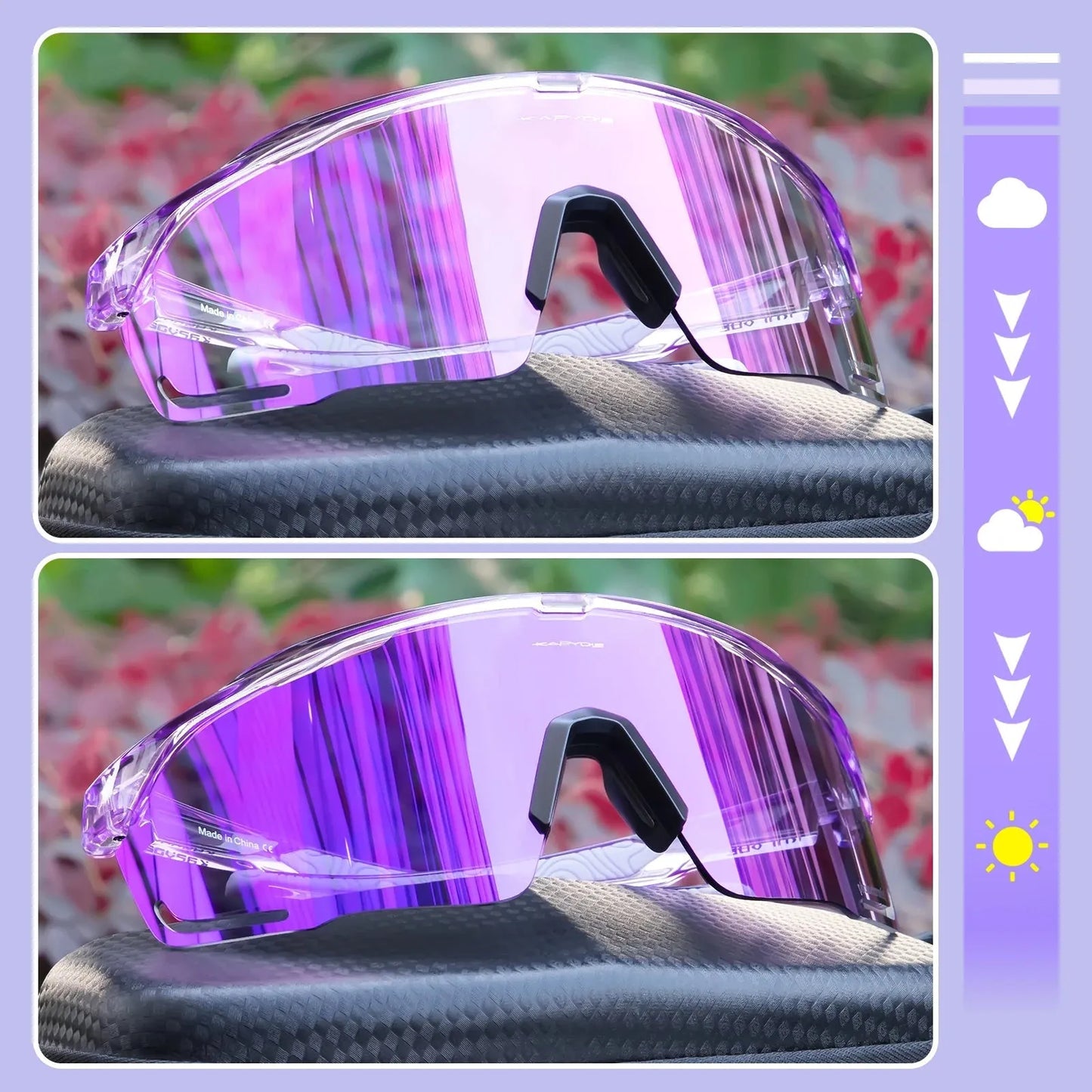 Kapvoe Photochromic Cycling Sunglasses UV400 Cycling Glasses Bike Eyewear Outdoor Entertainment Sports Glasses Bicycle Goggles - Semoor Make Me Fit