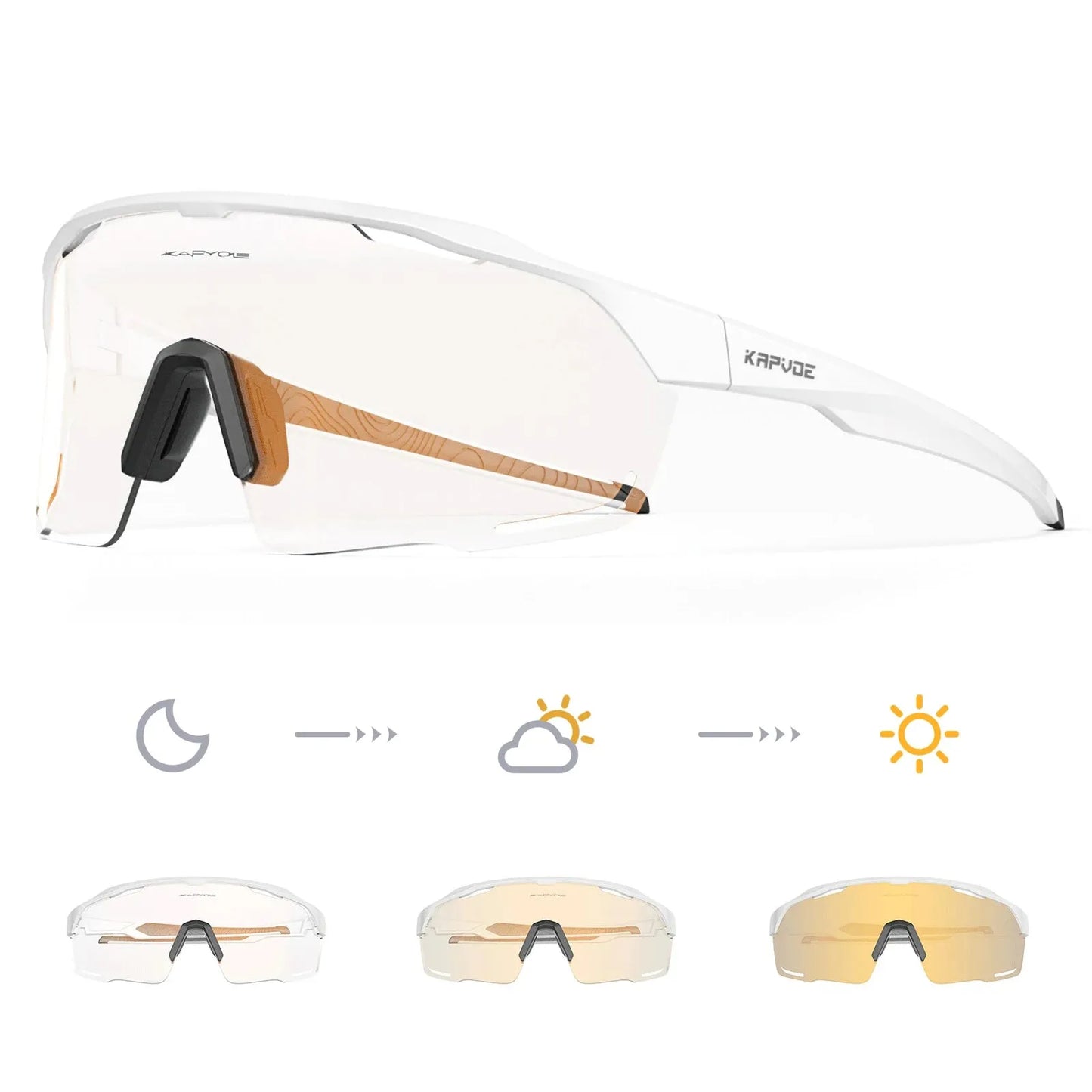 Kapvoe Photochromic Cycling Sunglasses UV400 Cycling Glasses Bike Eyewear Outdoor Entertainment Sports Glasses Bicycle Goggles - Semoor Make Me Fit