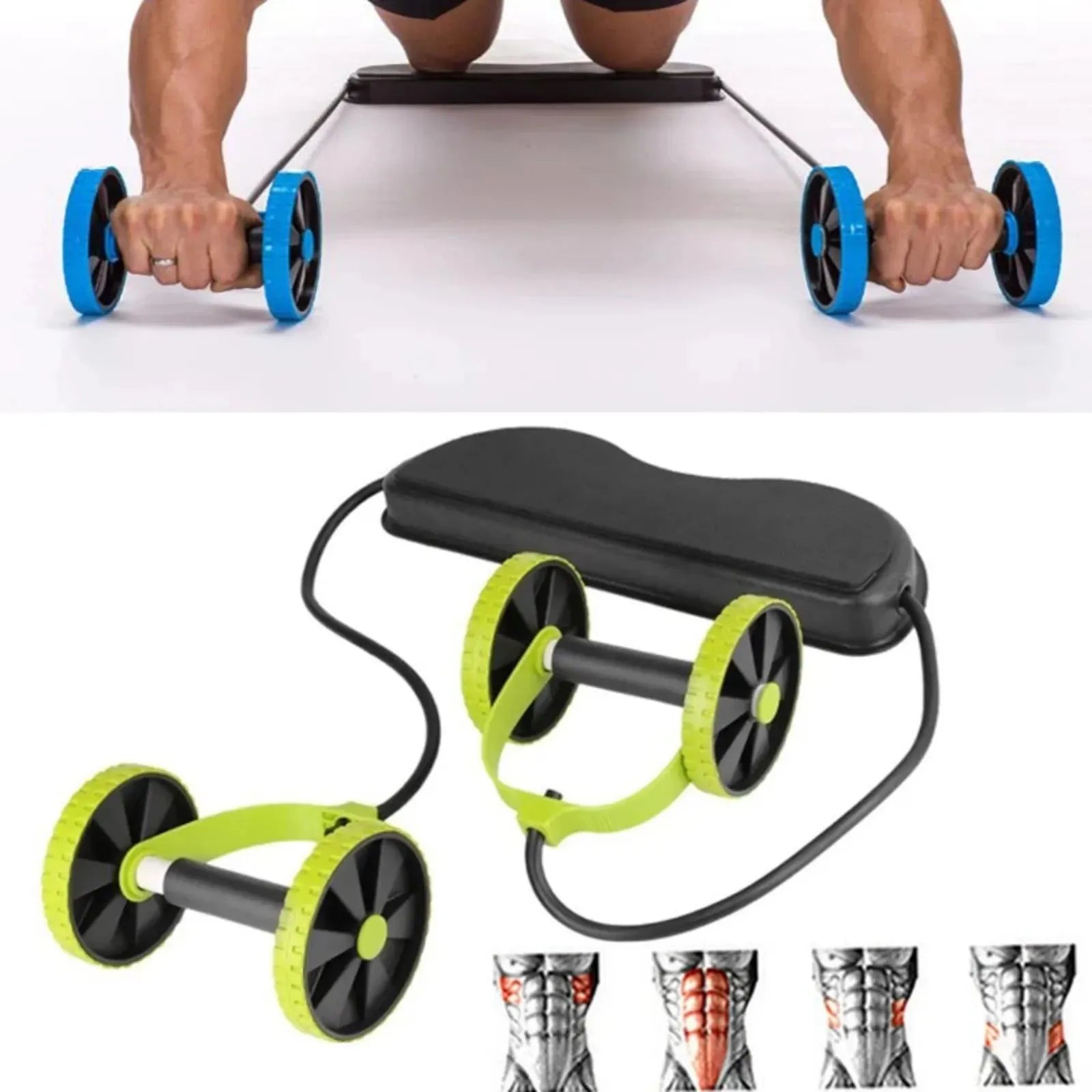 Multi - Functional Ab Wheel Trainer with Resistance Rope - Semoor Make Me Fit