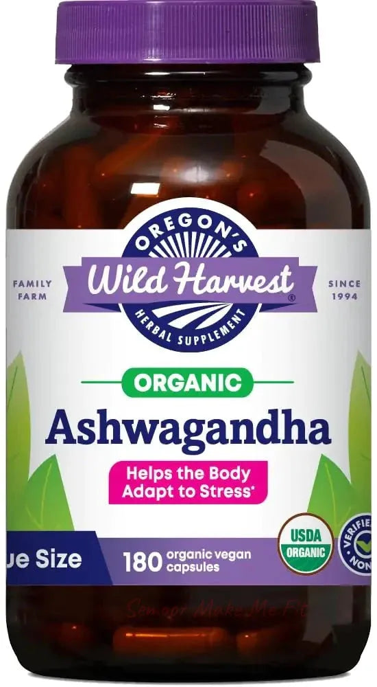 Oregons Wild Harvest Organic Ashwagandha Non - GMO Herbal Supplements for Stress Relief Immune Support Balanced Energy Levels & Mood Support 180 Count - Semoor Make Me Fit