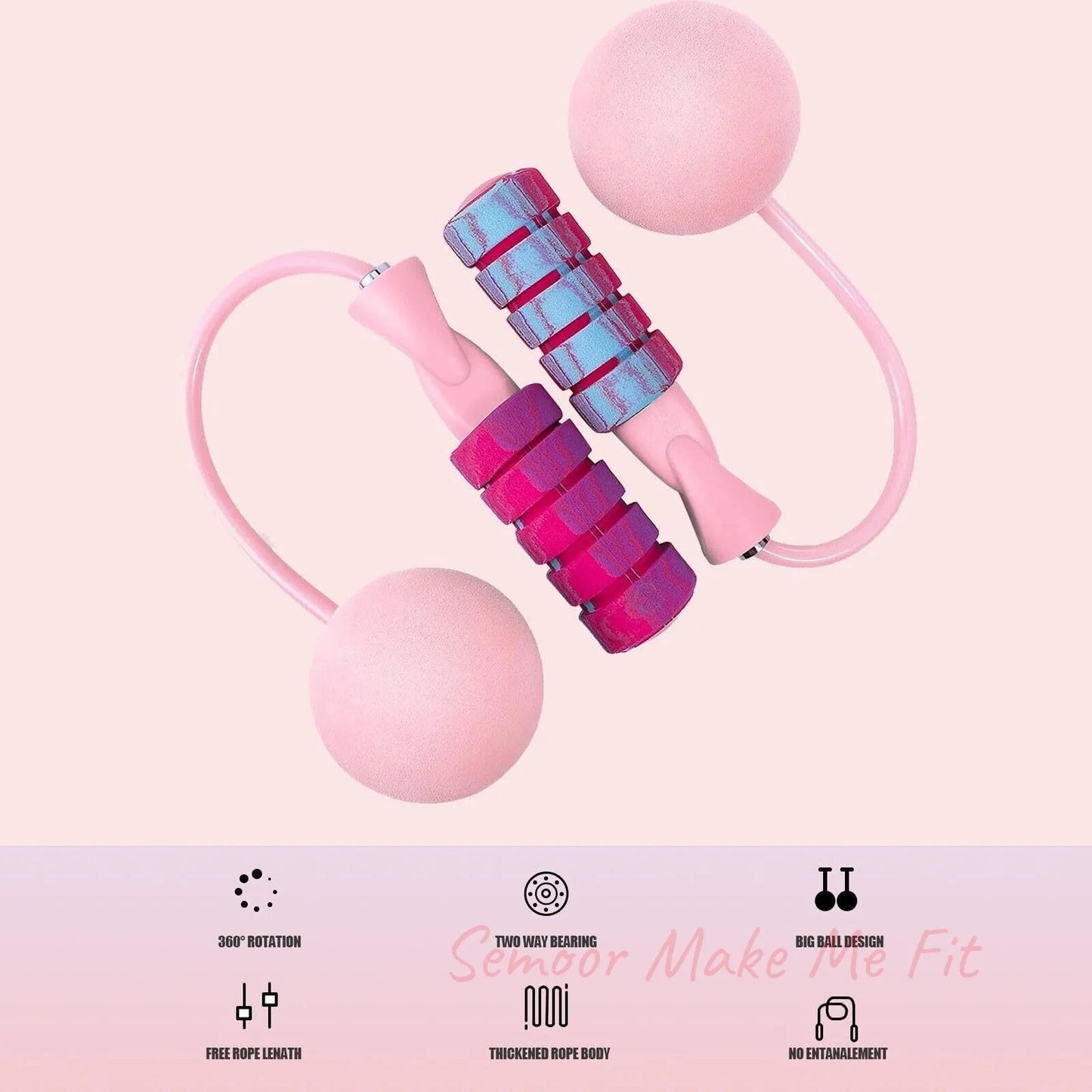 Rope With 2 In 1 Training Adjustable Ropeless Skipping Rope Fitness Weighted, Adjustable Weighted Cordless Jumping Rope For Kids Men Women, Cardio, CrossFit - Semoor Make Me Fit