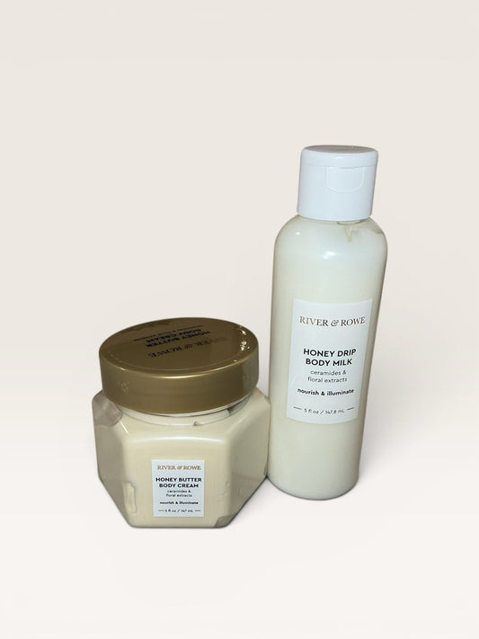 Body Care Set River & Rowe Honey Butter Body Cream +Honey Drip Body Milk Bundle