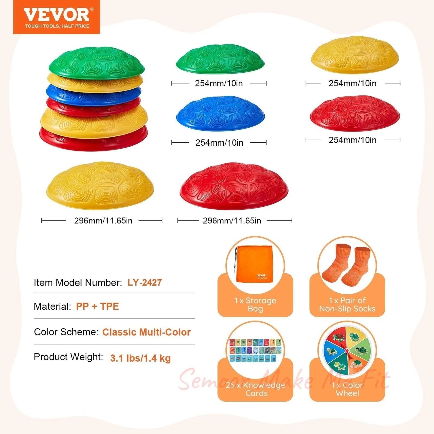 VEVOR Kids Balance Stepping Stones Sensory Obstacle Course 6 PCS Outdoor Indoor - Semoor Make Me Fit