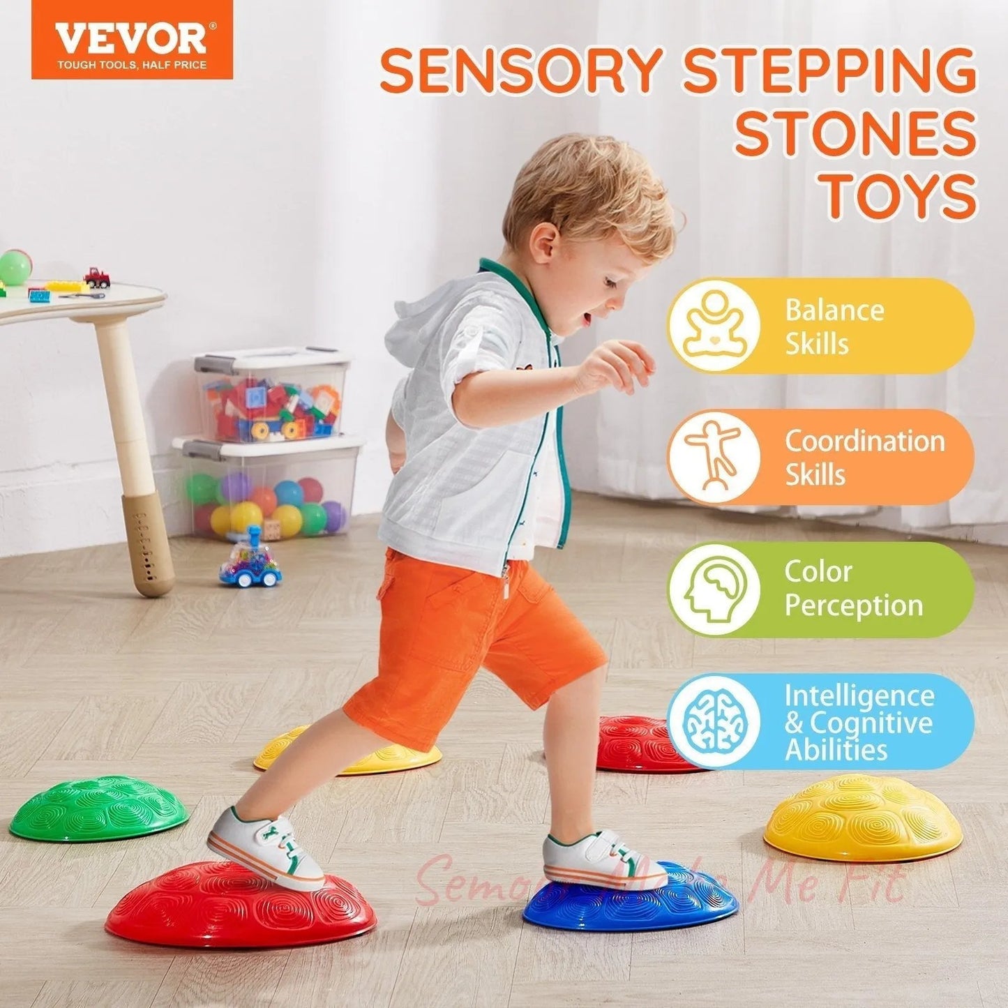 VEVOR Kids Balance Stepping Stones Sensory Obstacle Course 6 PCS Outdoor Indoor - Semoor Make Me Fit