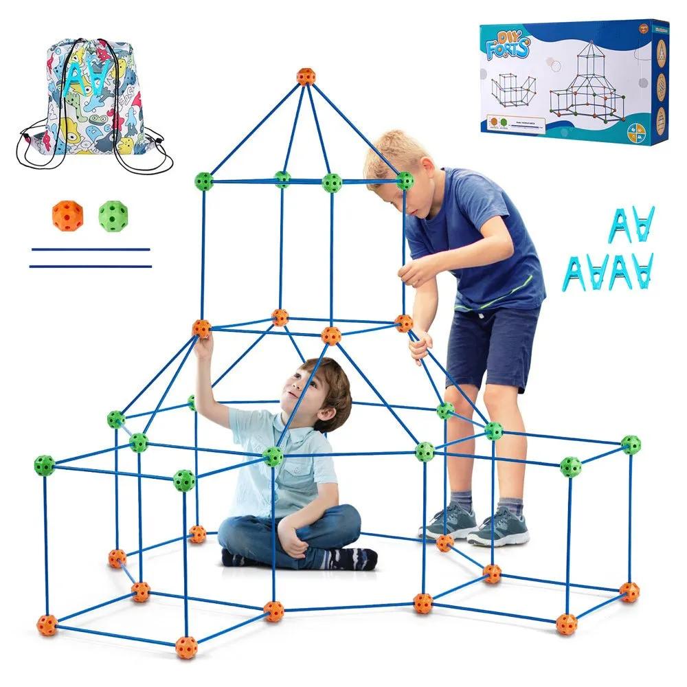 VEVOR Tent Fort Building Kit For Kids STEM Construction Toy Set Castle 120PCS - Semoor Make Me Fit